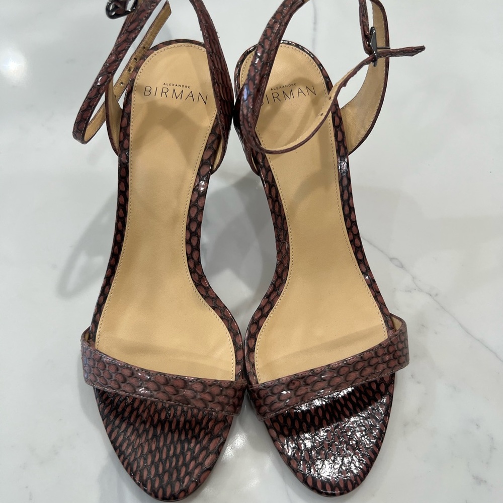 Alexandre Birman Snake skin Textured Brown Heels